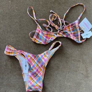 Pink plaid bikini, never worn